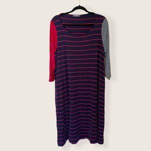 Alembika Striped 3/4 Sleeve Midi Dress